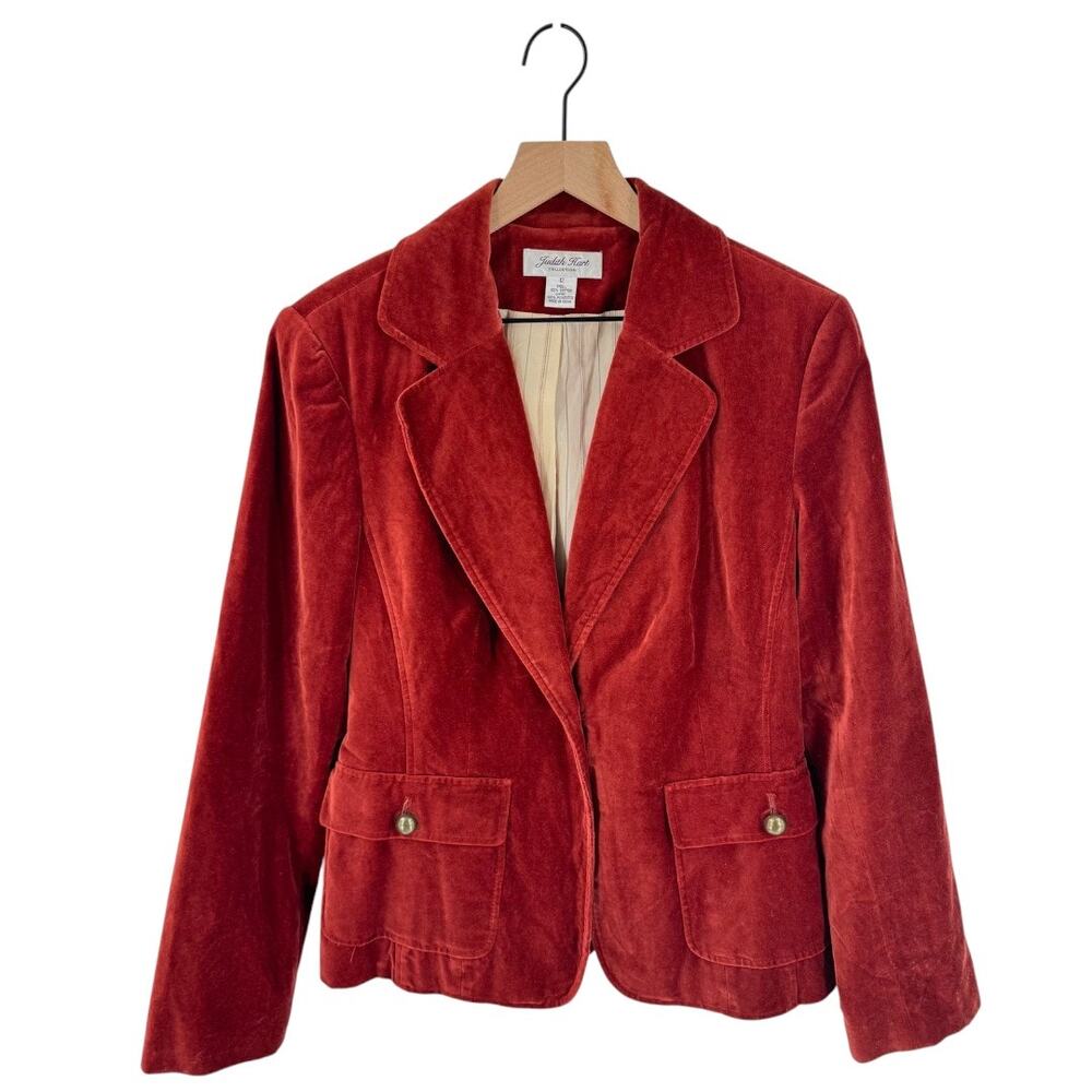 Vintage Rust Velvet Belted Blazer Cotton Lined Judith Hart Collection‎ Size 12